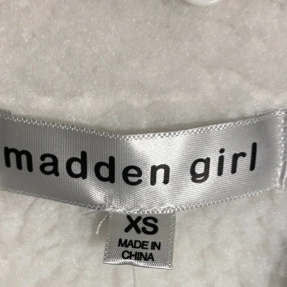 Madden Girl Juniors Shearling Moto Vest Oatmeal size X-Small NWT